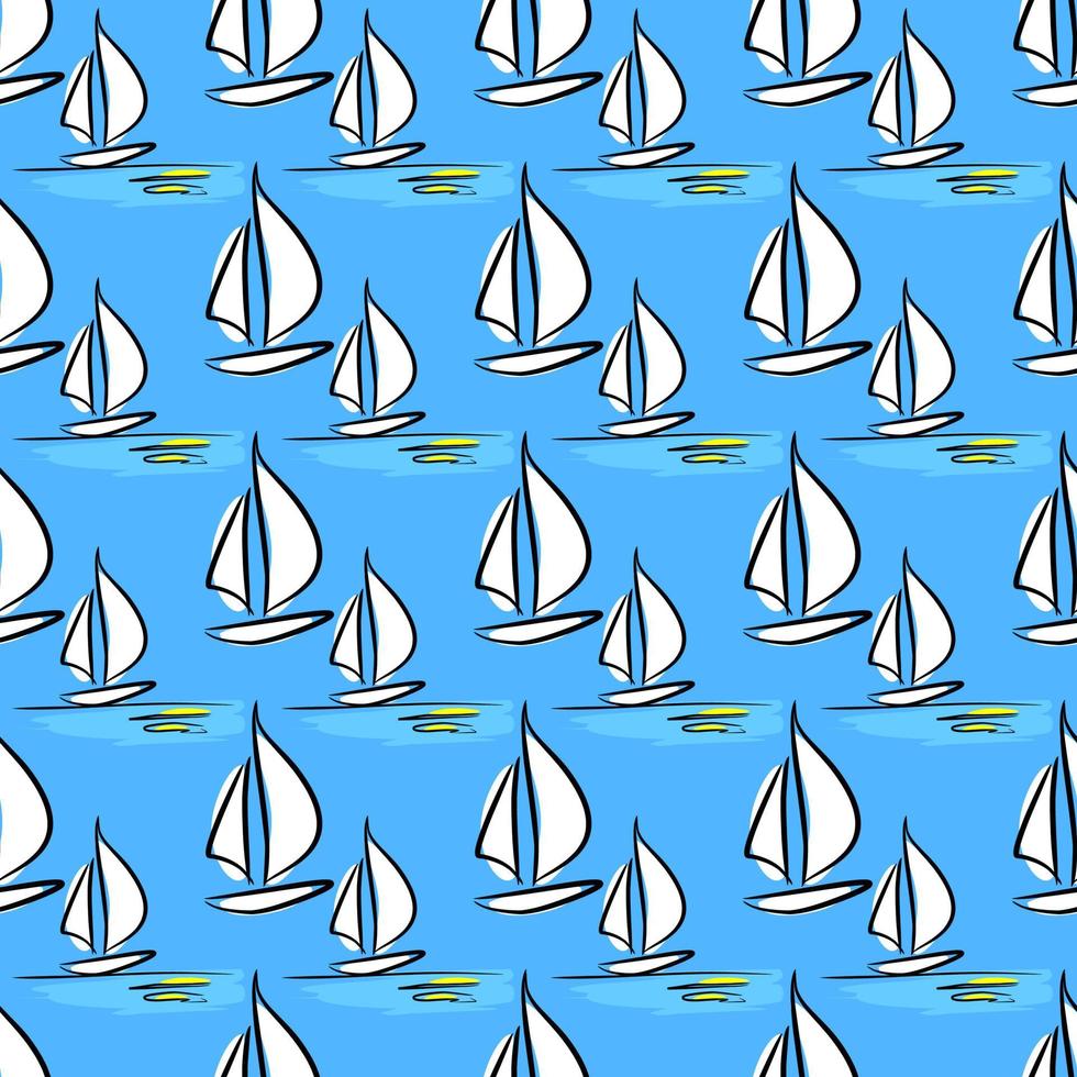 sailboat seamless colored background. boat at sea vector