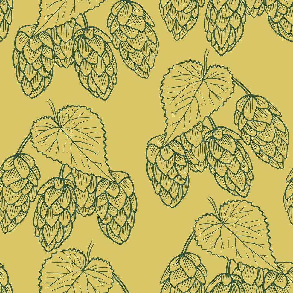 Hops hand engraved seamless pattern vector
