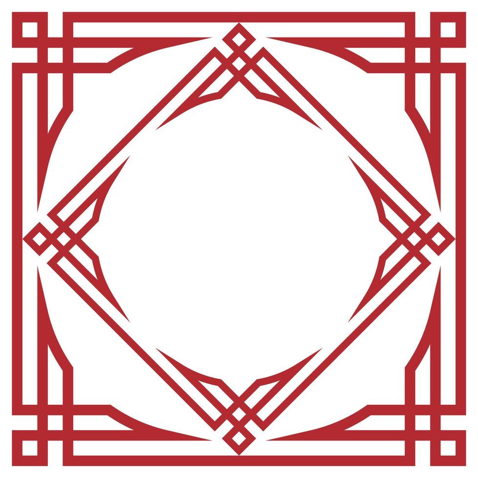 marco de saludo de año nuevo chino. marco decorativo del ornamento oriental de la vendimia en el fondo blanco. vector