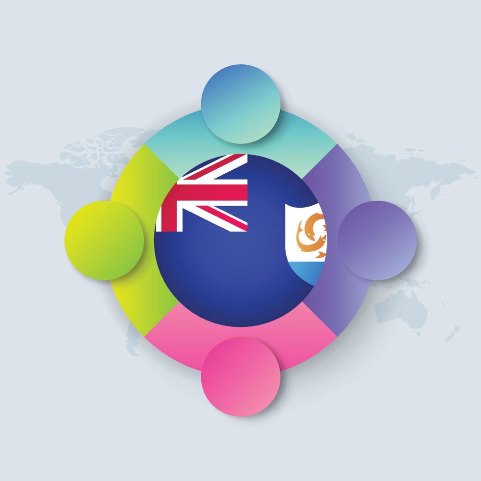 Anguilla Flag With Infographic Design Isolated On World Map Vector Art At Vecteezy