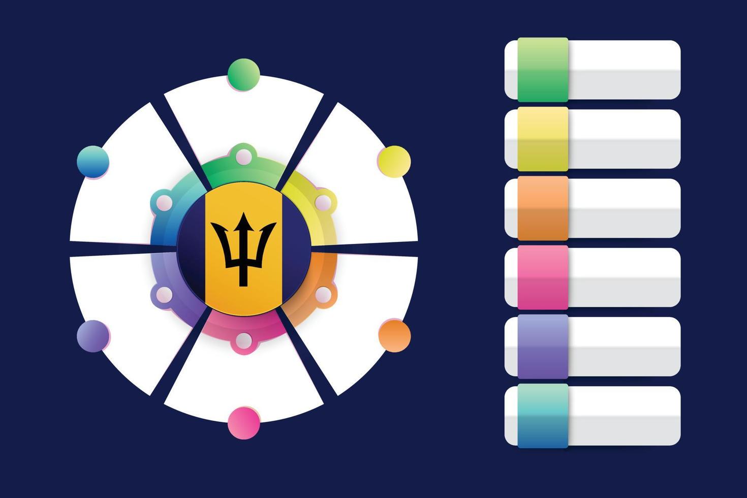 Barbados Flag with Infographic Design Incorporate with divided round shape vector