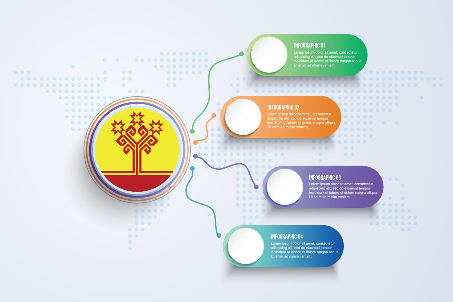 Chuvashia Flag with Infographic Design isolated on Dot World map vector