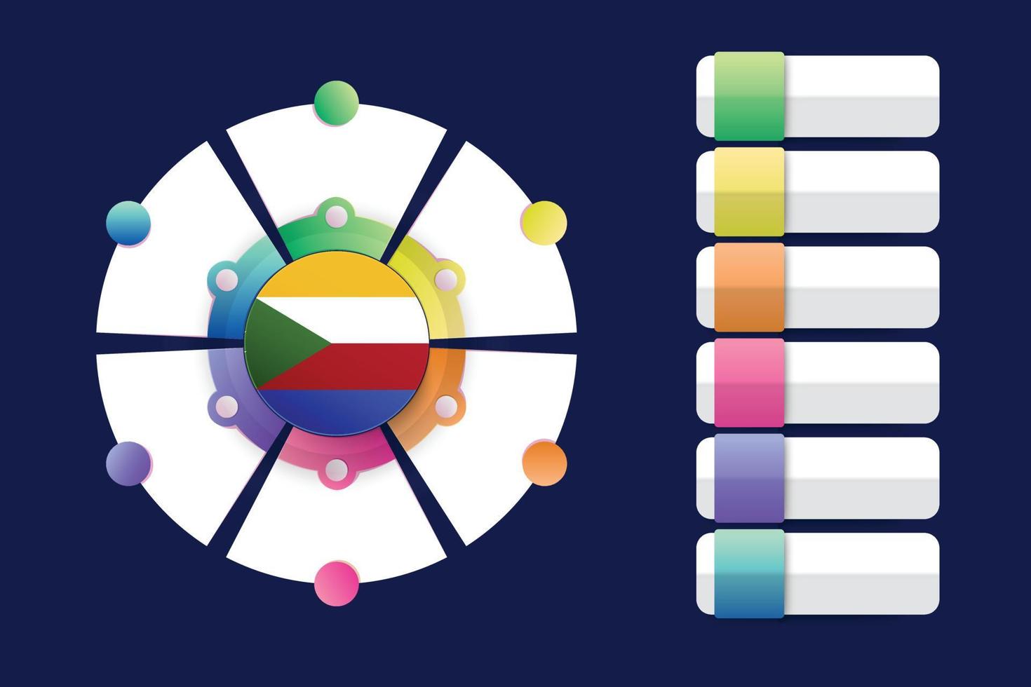 bandera de las comoras con diseño infográfico incorporado con forma redonda dividida vector