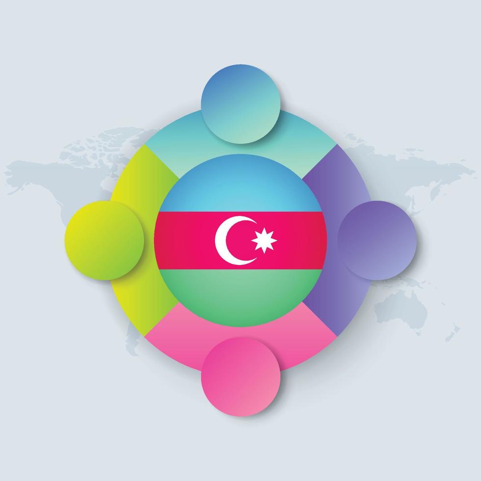 Azerbaijan Flag with Infographic Design isolated on World map vector