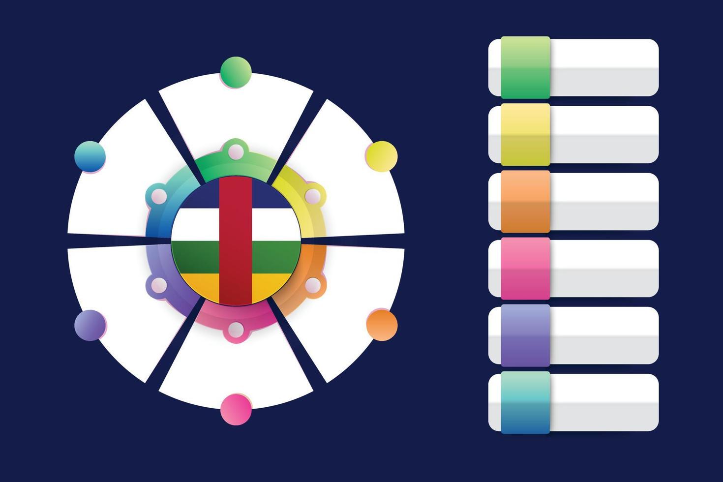 Central African Republic Flag with Infographic Design Incorporate with divided round shape vector