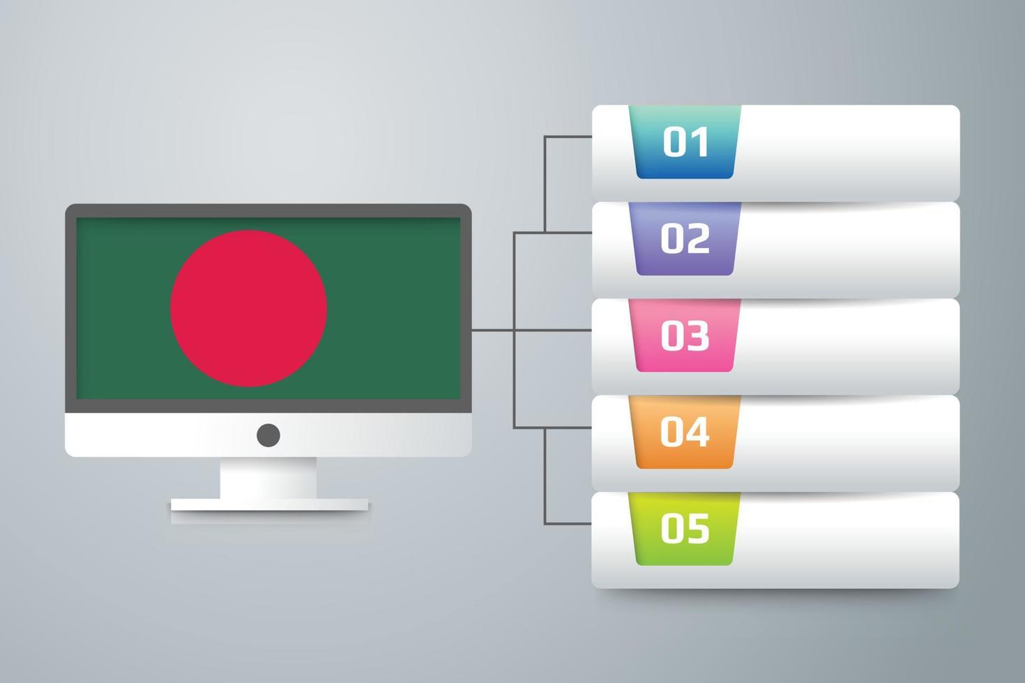 Bangladesh Flag with Infographic Design Incorporate with Computer Monitor vector