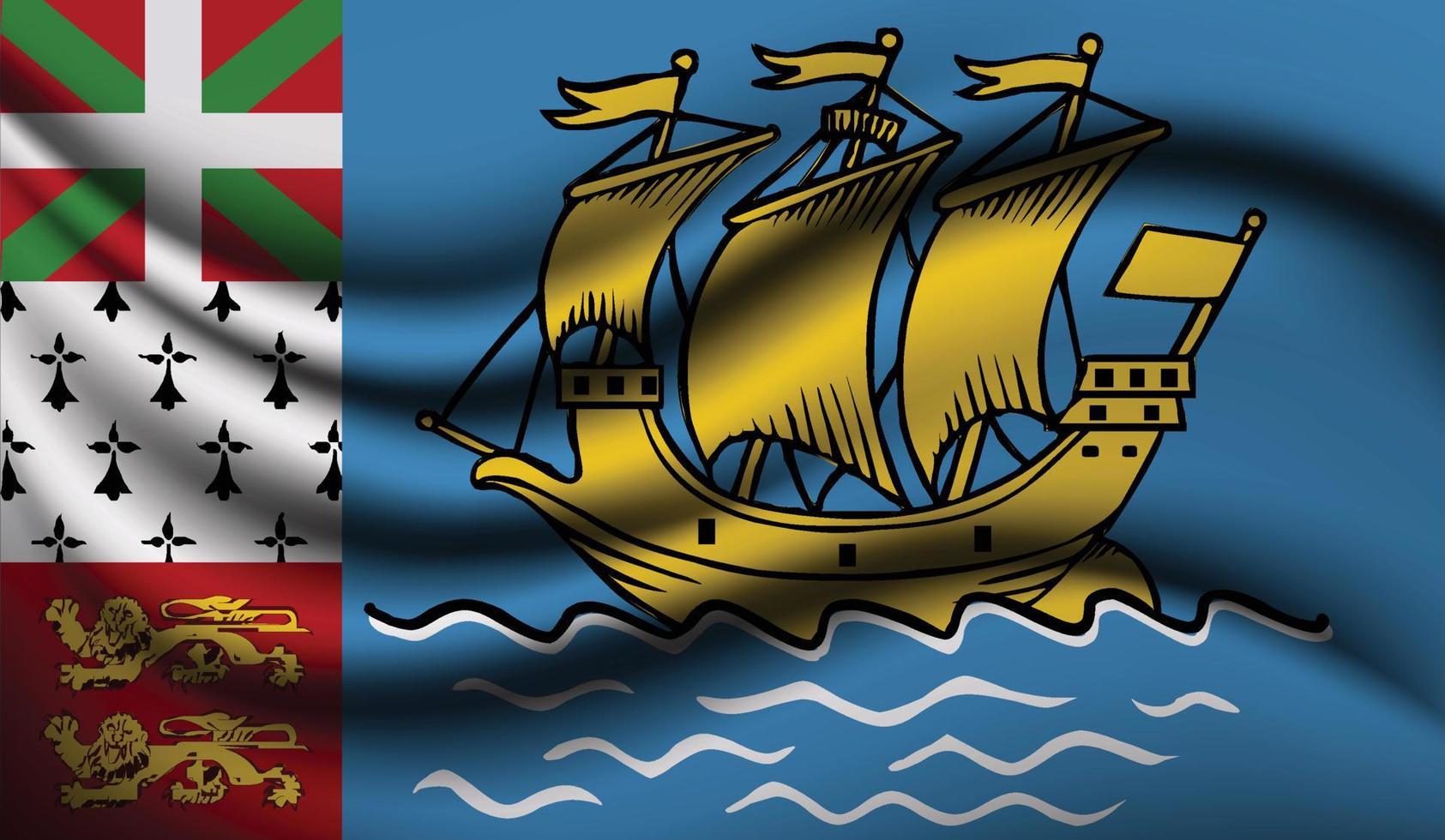 Saint Pierre and Miquelon Realistic waving Flag Design vector