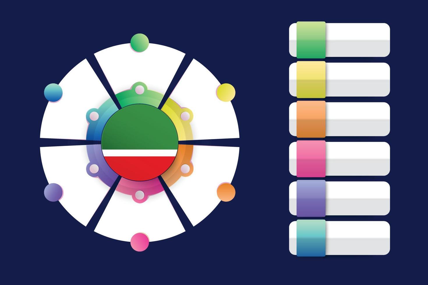 Bandera de la república chechena con diseño infográfico incorporado con forma redonda dividida vector