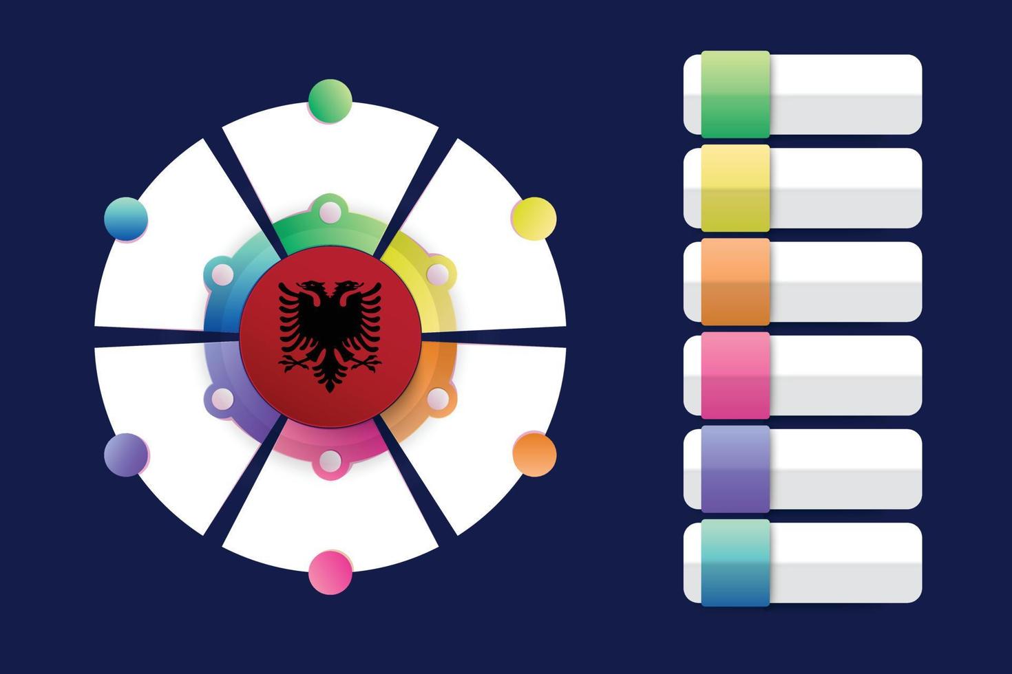 bandera de albania con diseño infográfico 02 incorporada con monitor de computadora vector