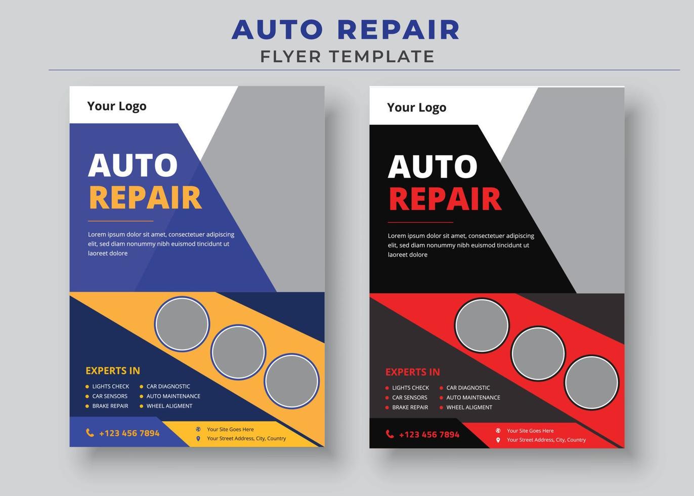 plantilla de volante de reparación de automóviles, folleto de servicio de automóvil vector