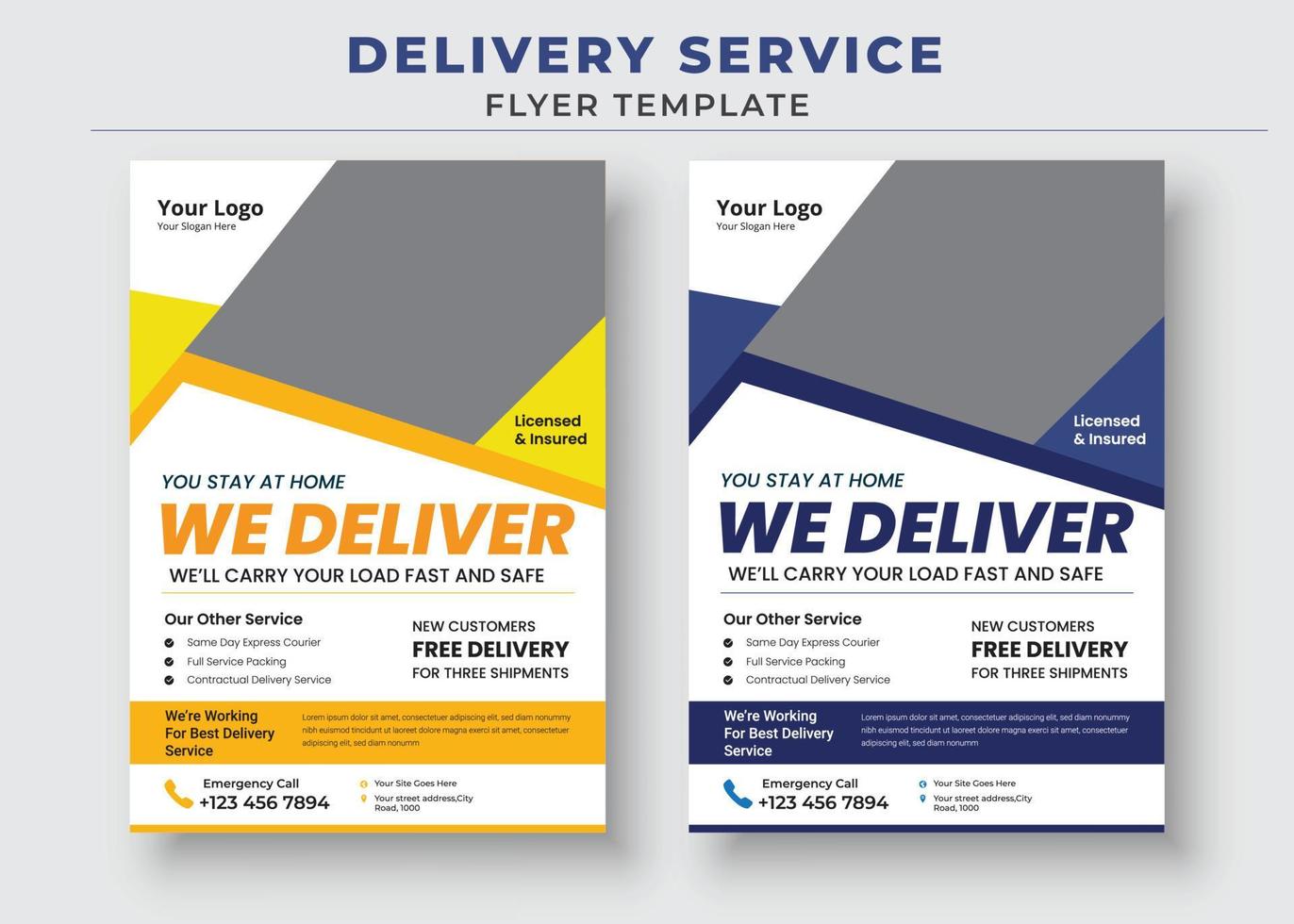 Delivery Service Flyer, Fast Delivery Flyer, We deliver Courier Flyer, Postman Courier Man flyer vector