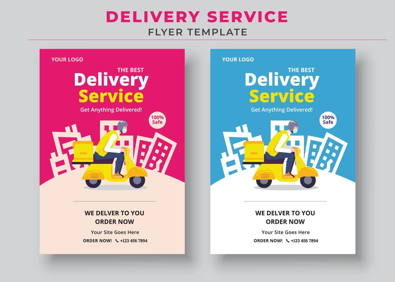 folleto de servicio de entrega, folleto de entrega rápida, entregamos folleto de mensajería, folleto de mensajero cartero vector