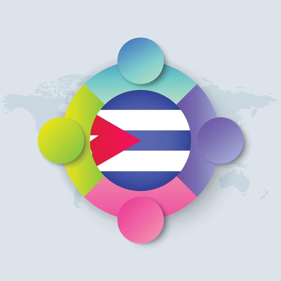 Cuba Flag with Infographic Design isolated on World map vector