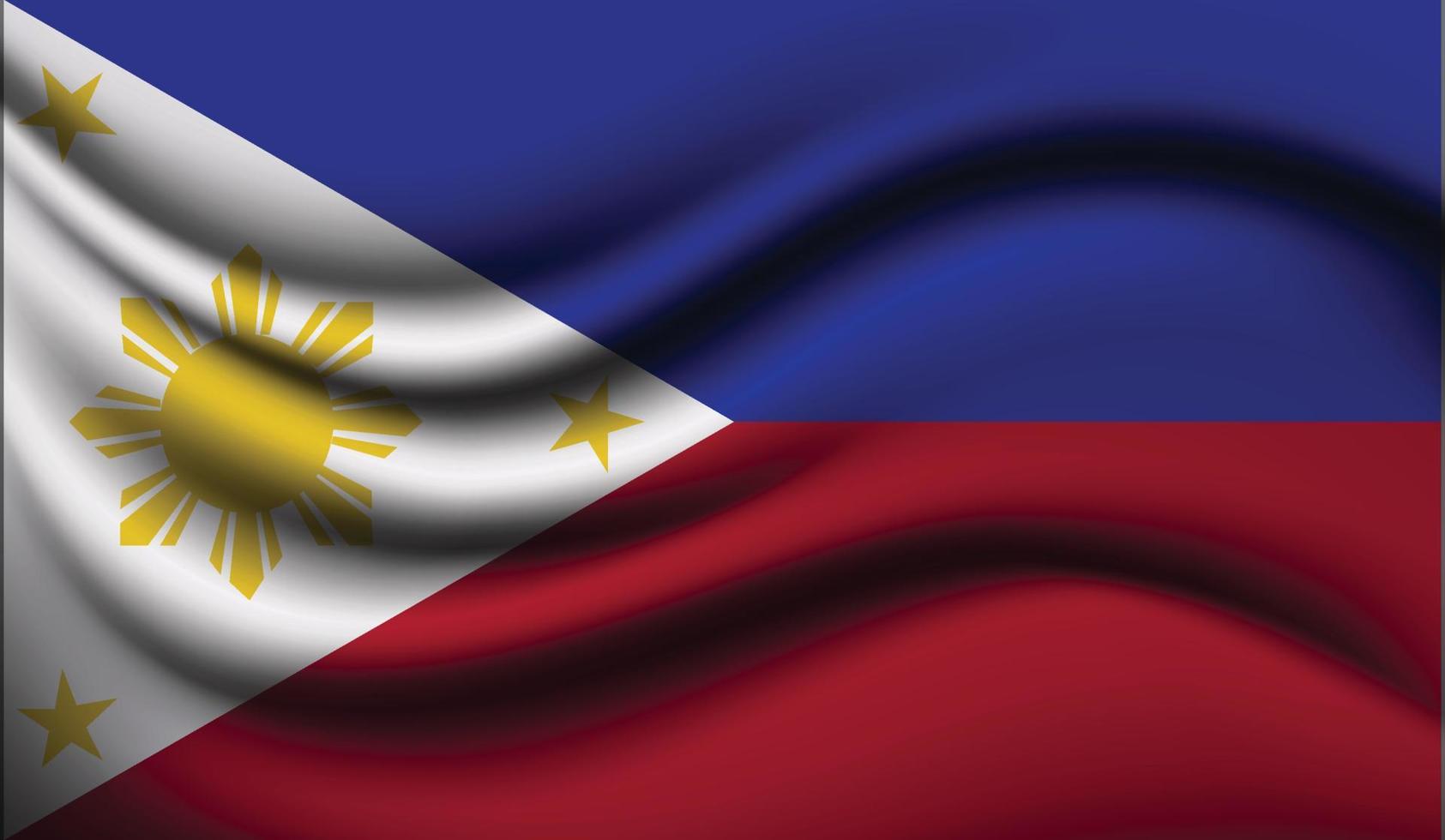 filipinas, realista, ondulación, bandera, diseño vector