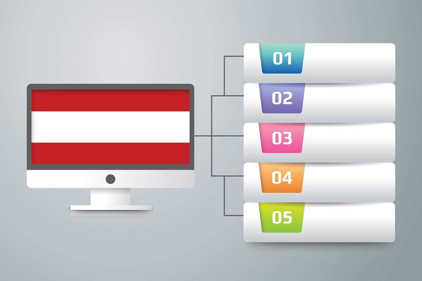 Austria Flag with Infographic Design Incorporate with Computer Monitor vector