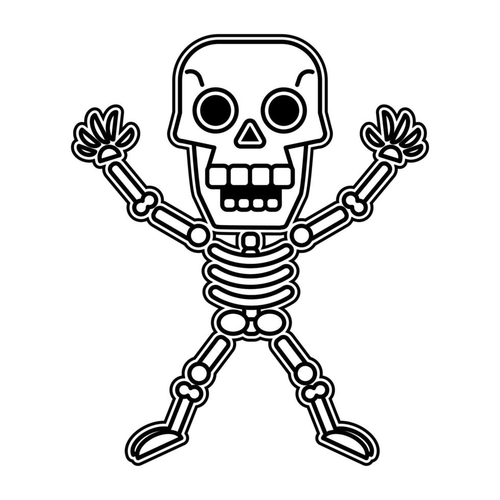 esqueleto humano, posar, aislado, encima, fondo negro, vector