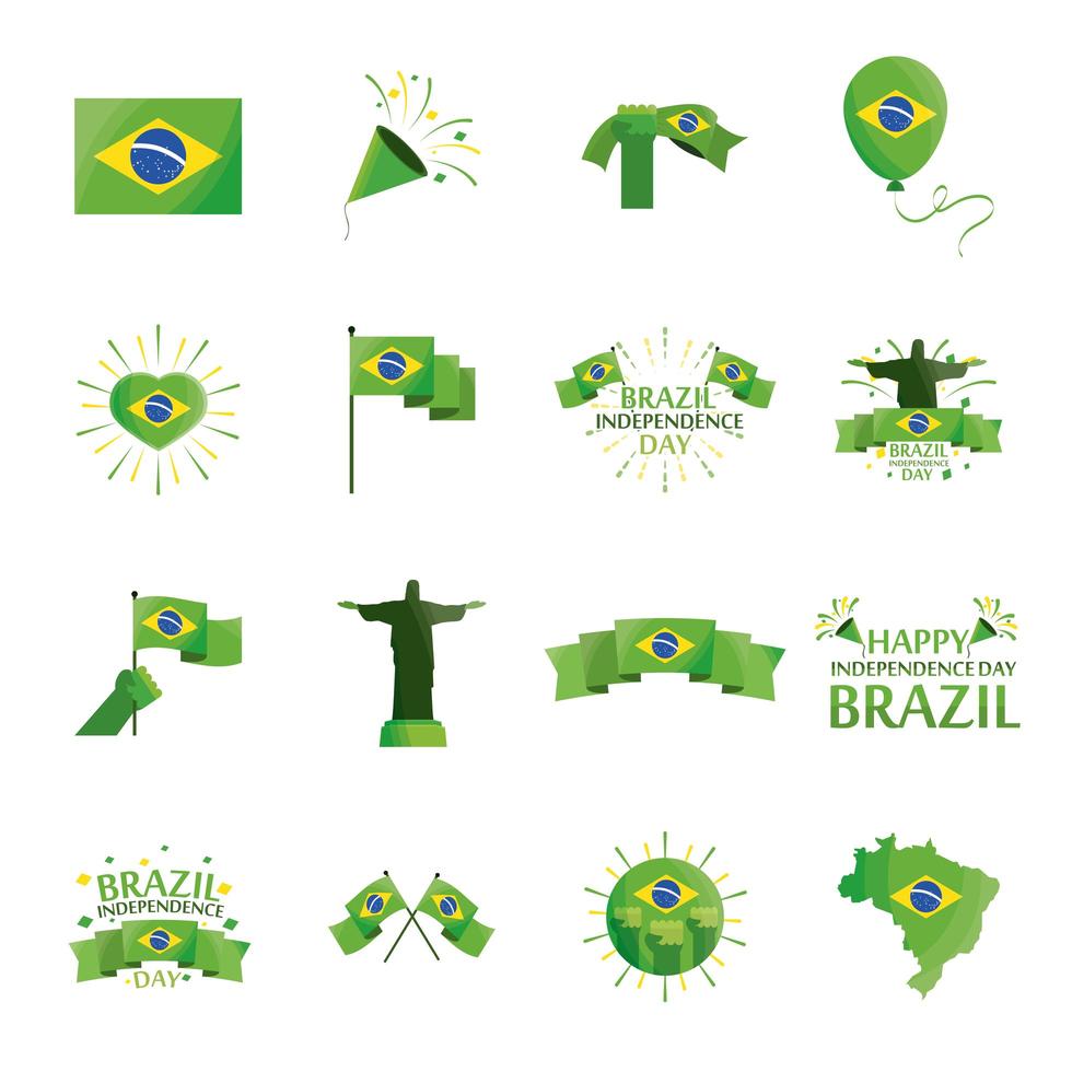 set of brazil independence day vector