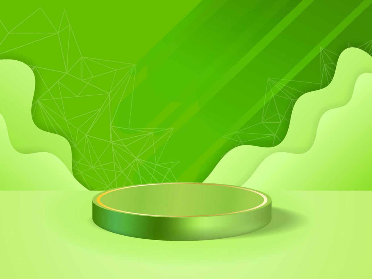 Stage Podium Against Green Color Background vector