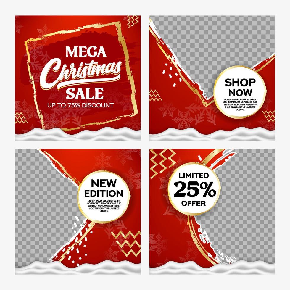 conjunto de promoción navideña en redes sociales vector