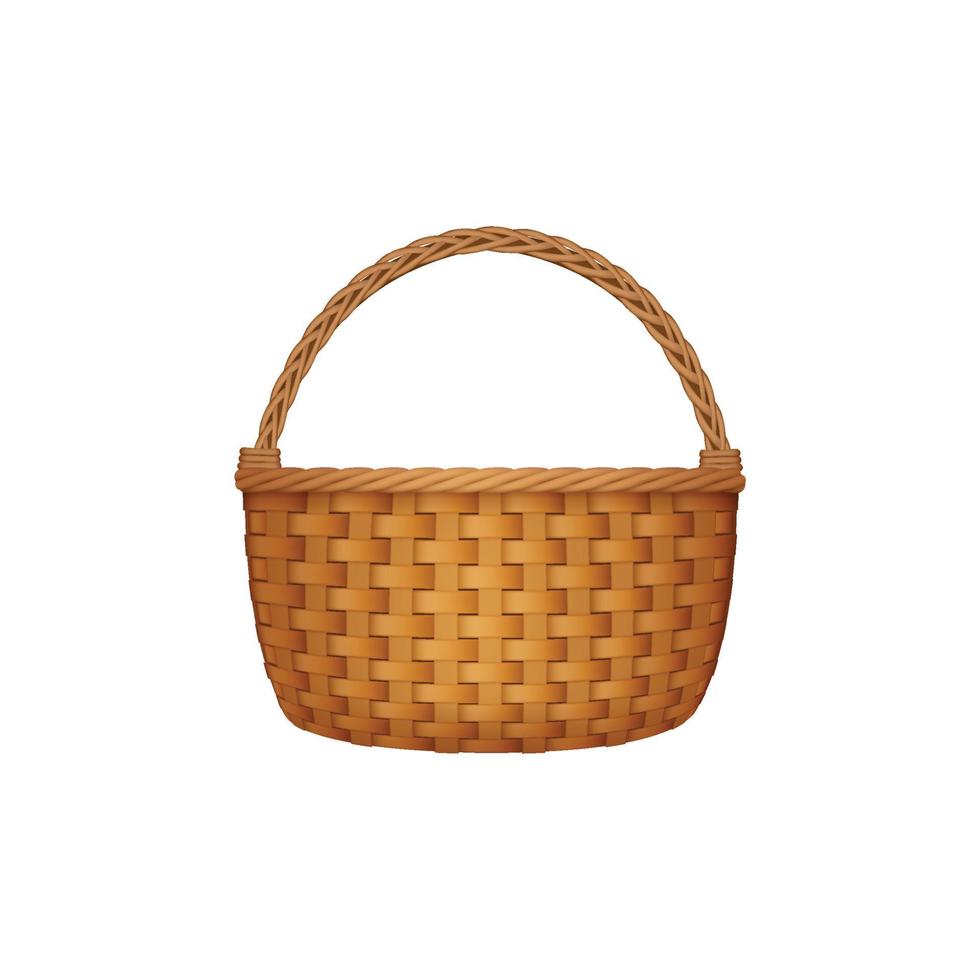 cesta de mimbre artesanía decorativa picnic contenedores de pascua productos de la naturaleza vector