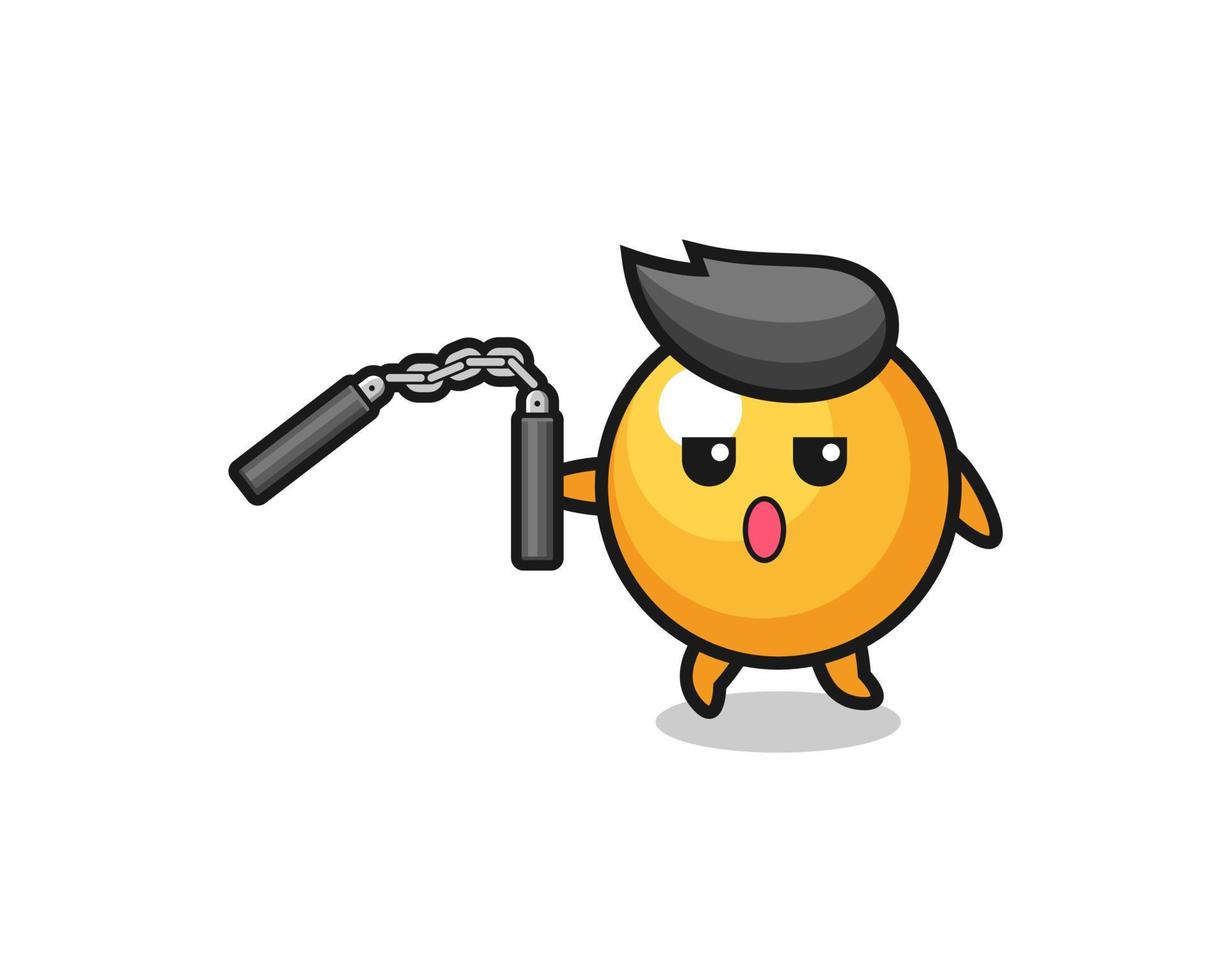 cartoon of ping pong using nunchaku vector