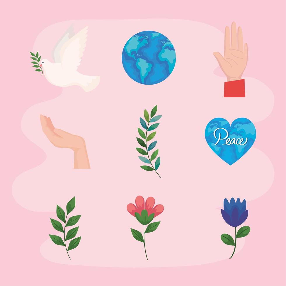 nine peace icons vector