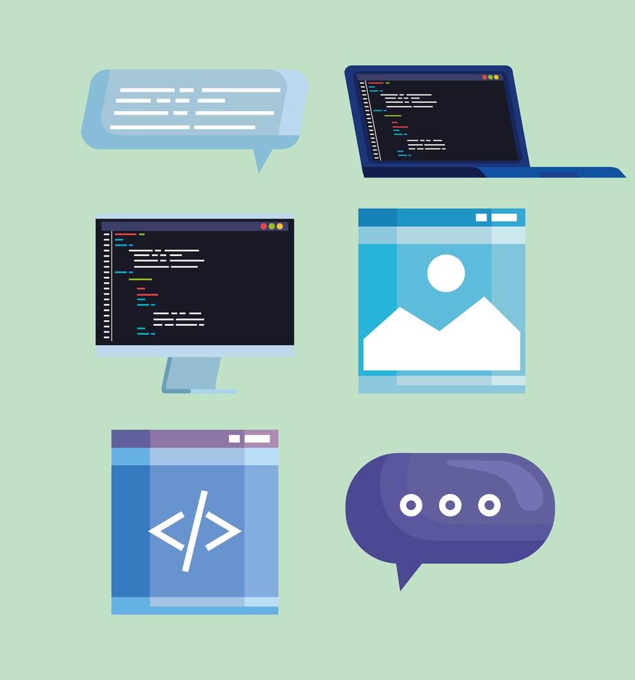 icons of development programming vector