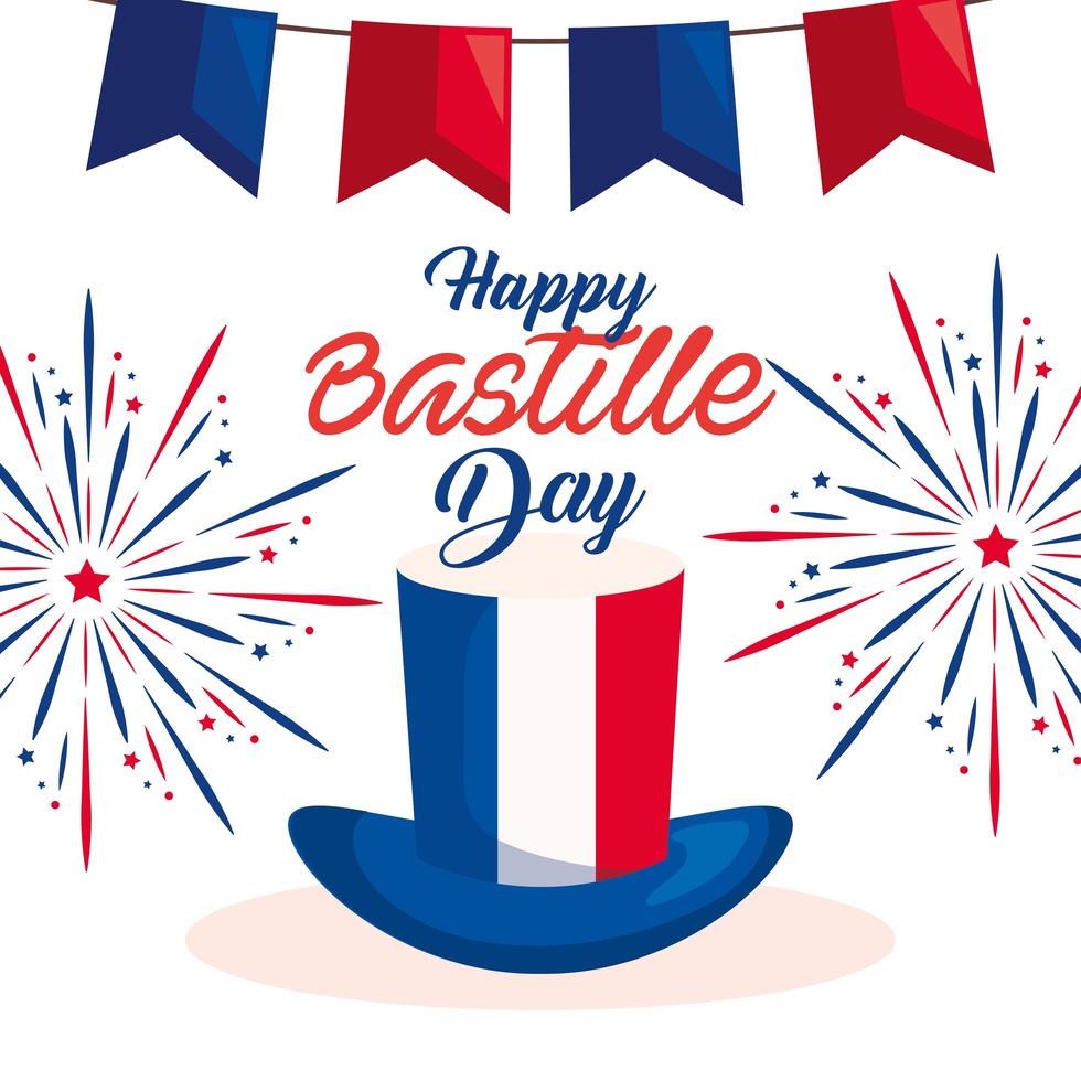 Happy bastille day hat vector