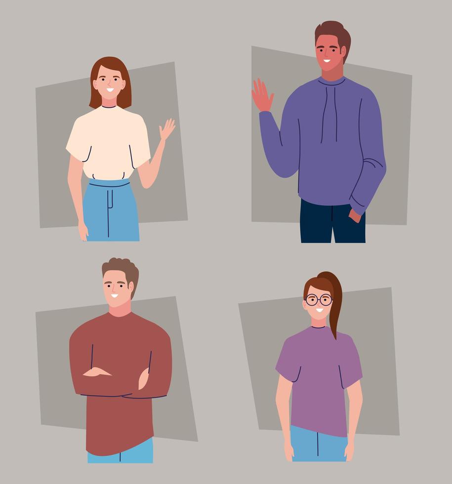 iconos de personas en diferentes poses. vector