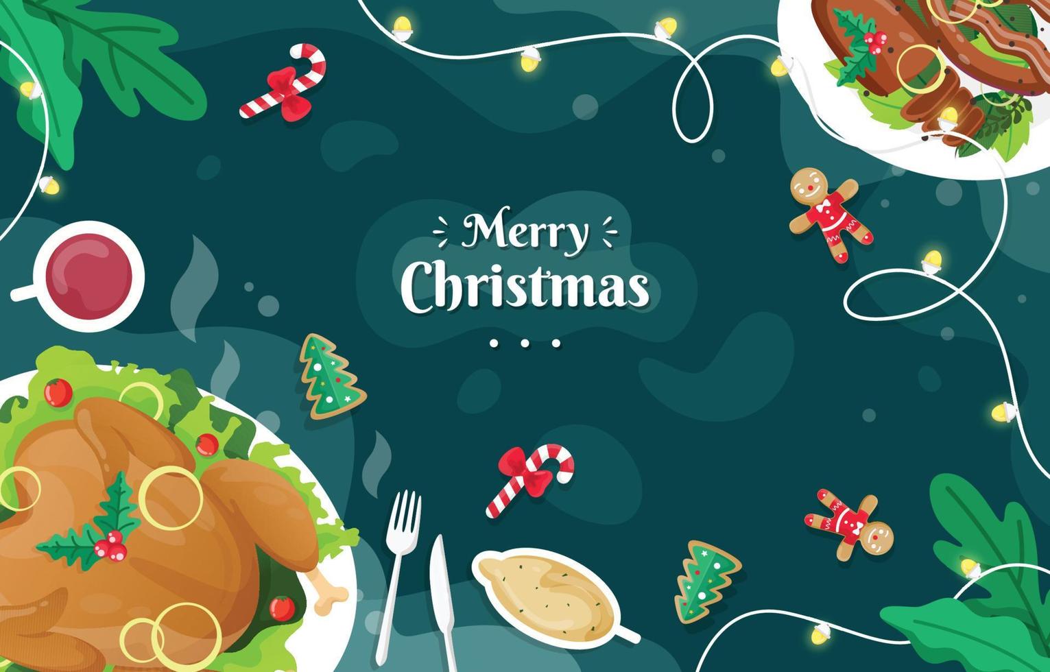 Christmas Dinner Food Concept Background vector