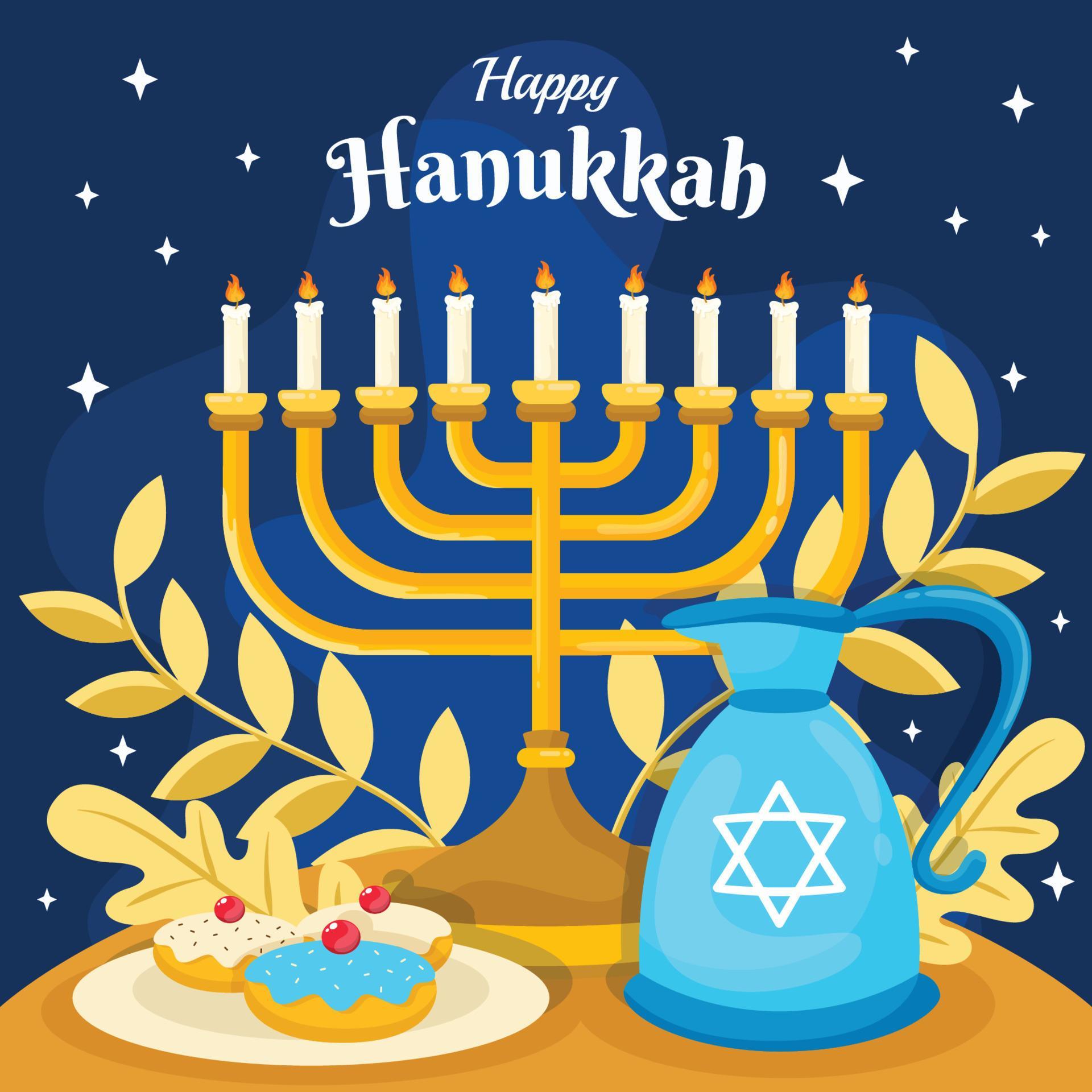 Happy Hanukkah with Menorah 3812601 Vector Art at Vecteezy