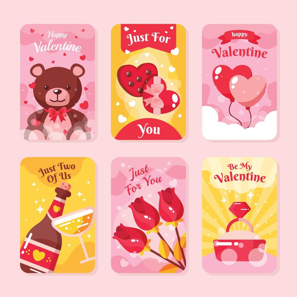 conjunto de lindas tarjetas de san valentín vector