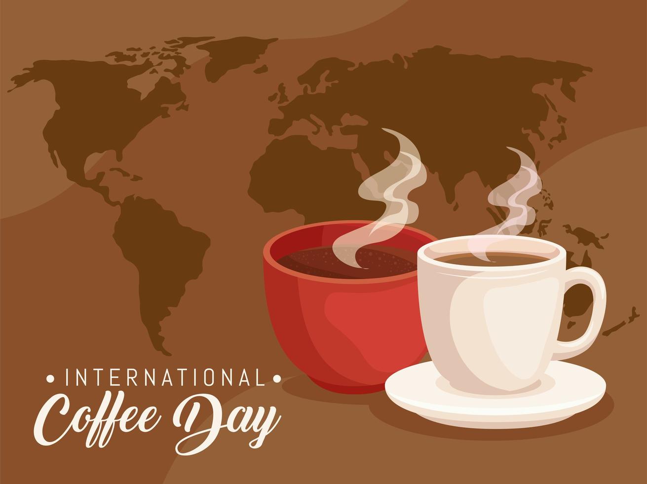 International coffee day card vector