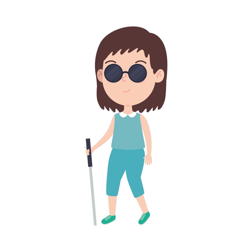 blind girl kid vector