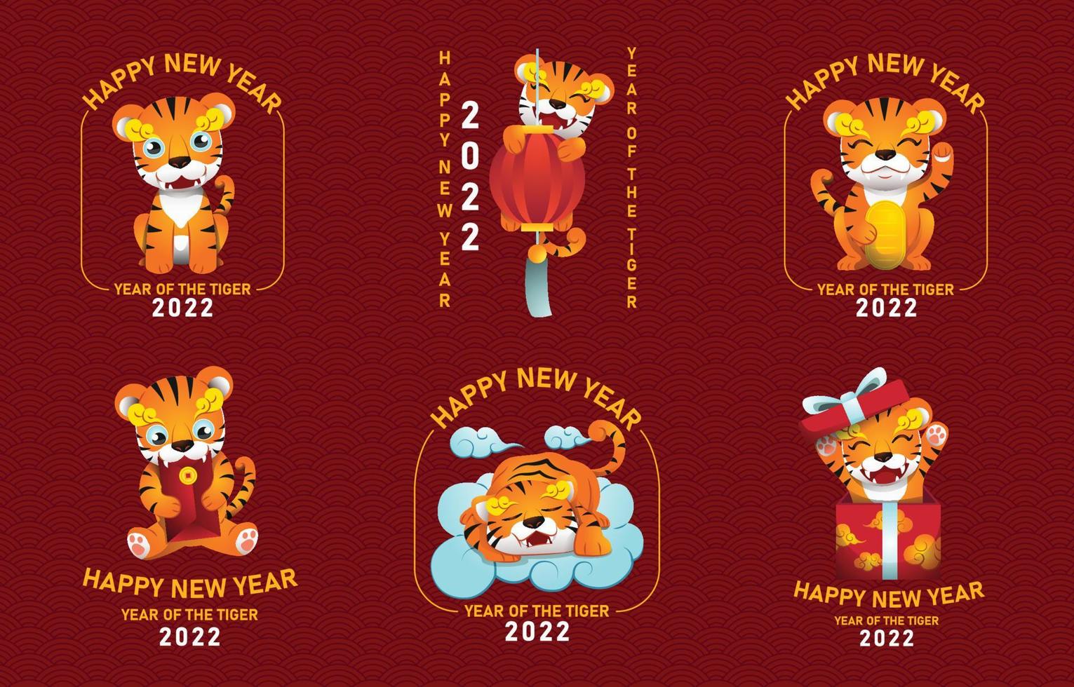 personajes de tigre de año nuevo chino vector