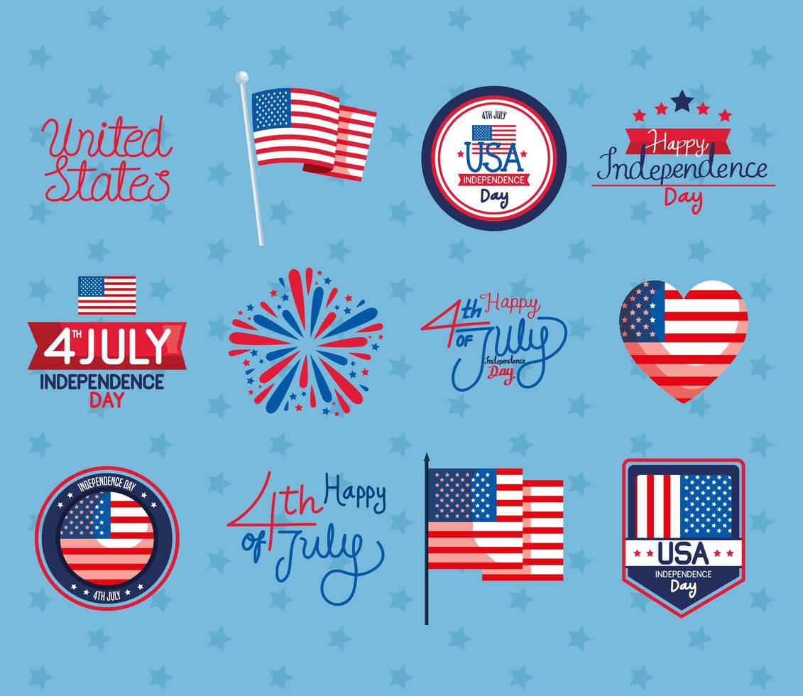 Independence day symbol collection vector