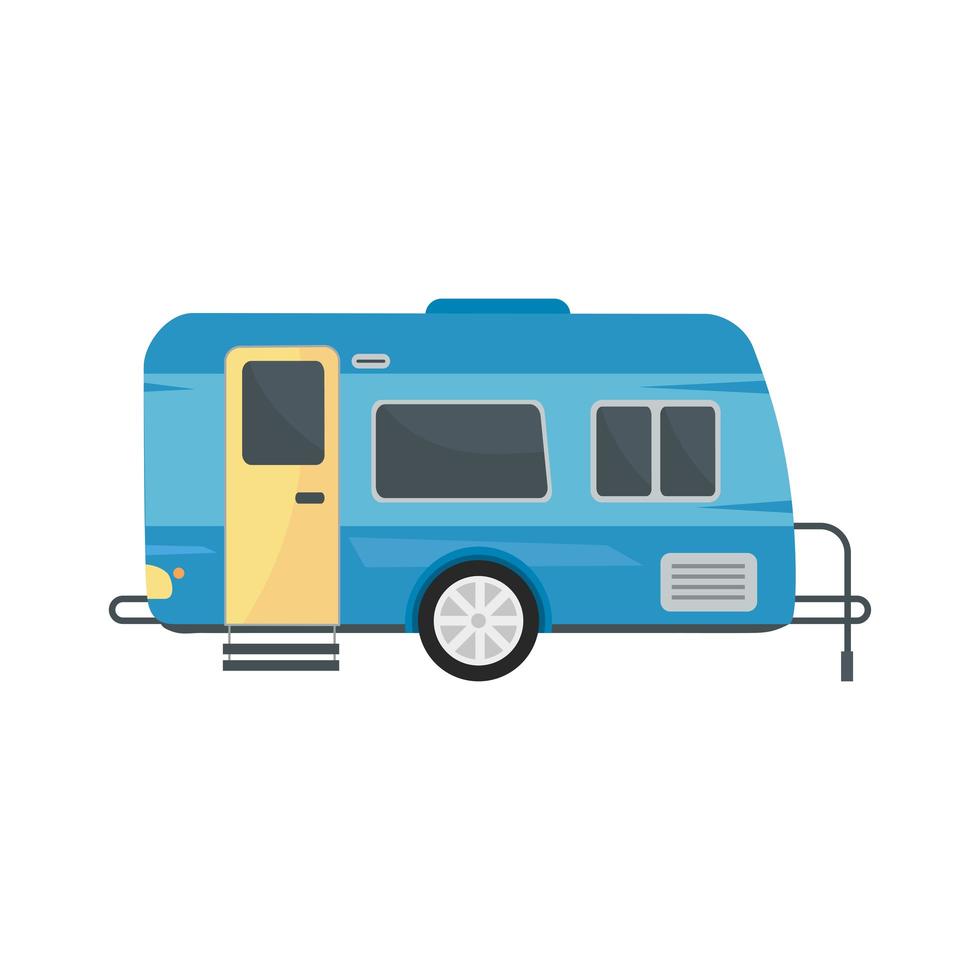 blue camping trailer vector