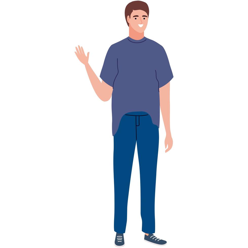 young man waving vector