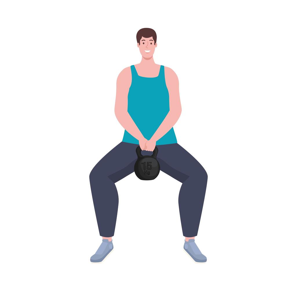 athletic man lifting dumbbell vector