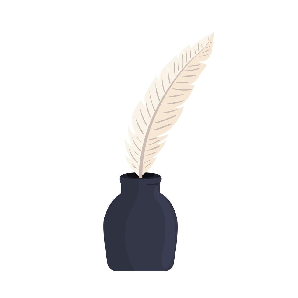 ink bottle and feather vector