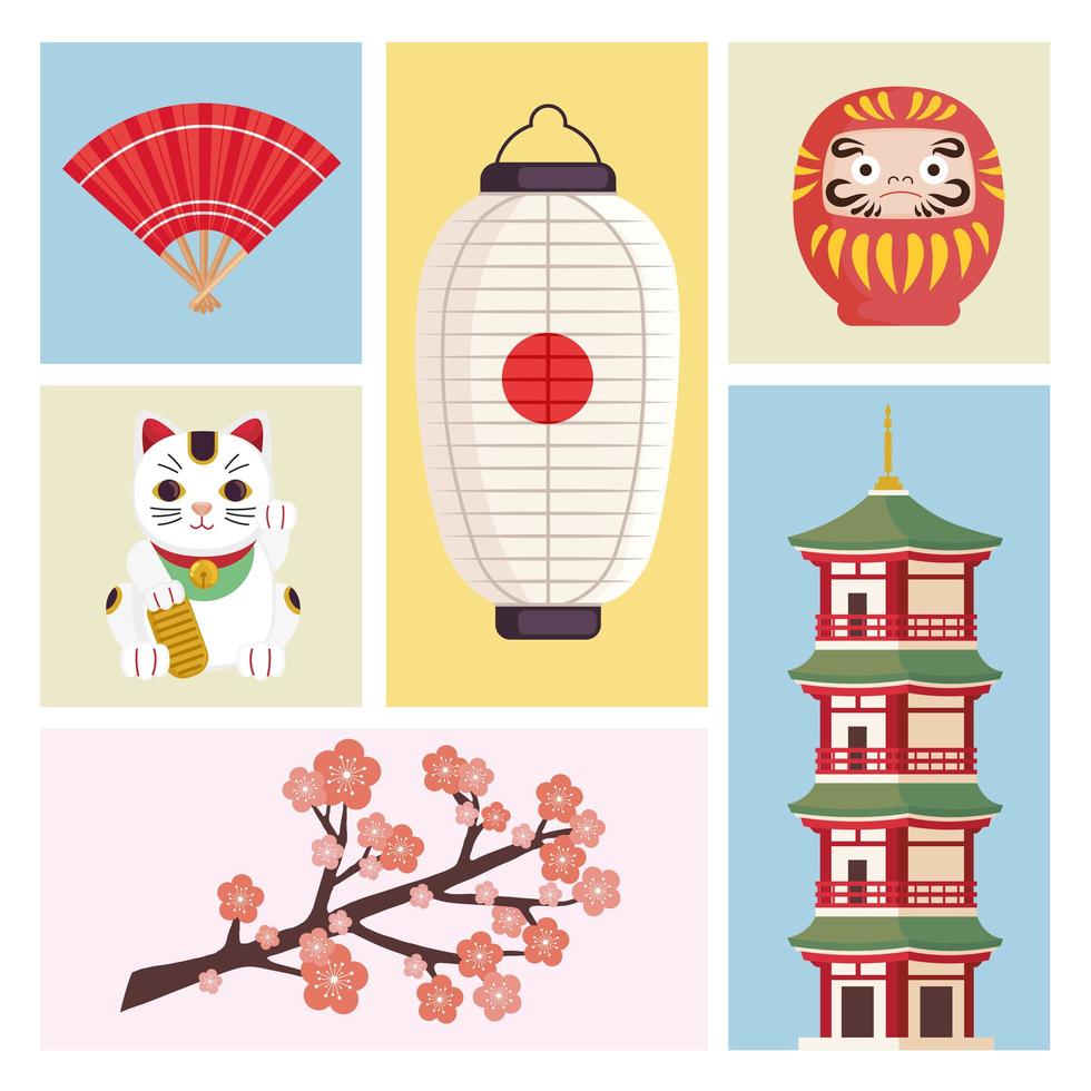 japanese icon collection vector