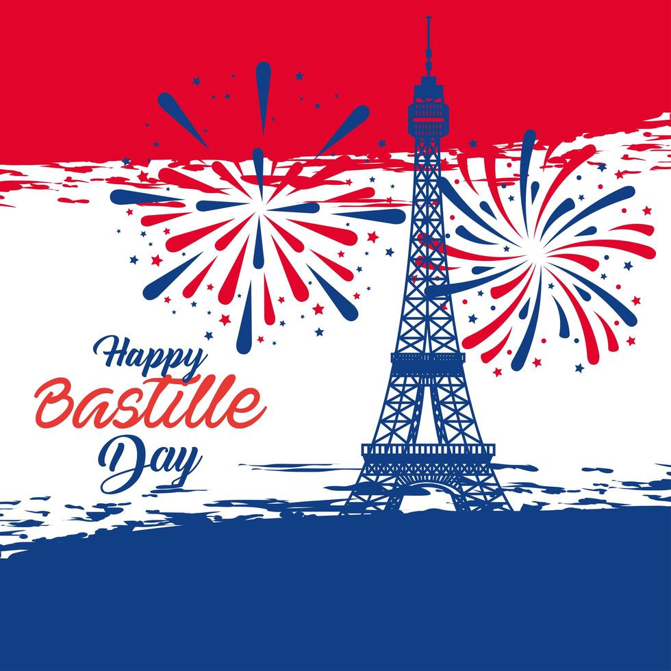 Happy bastille day eiffel tower vector