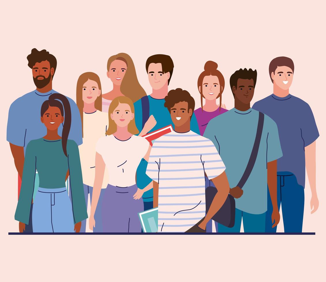 smiling students group vector
