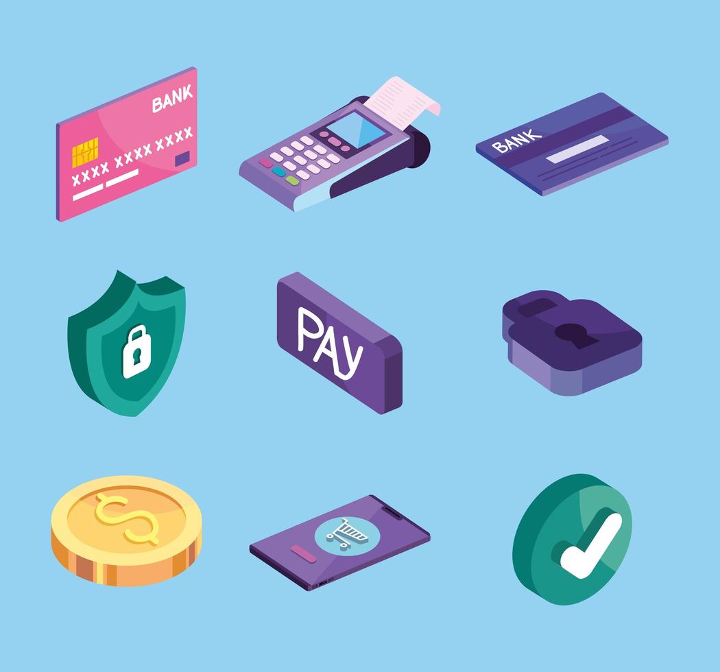 nfc technology icons vector