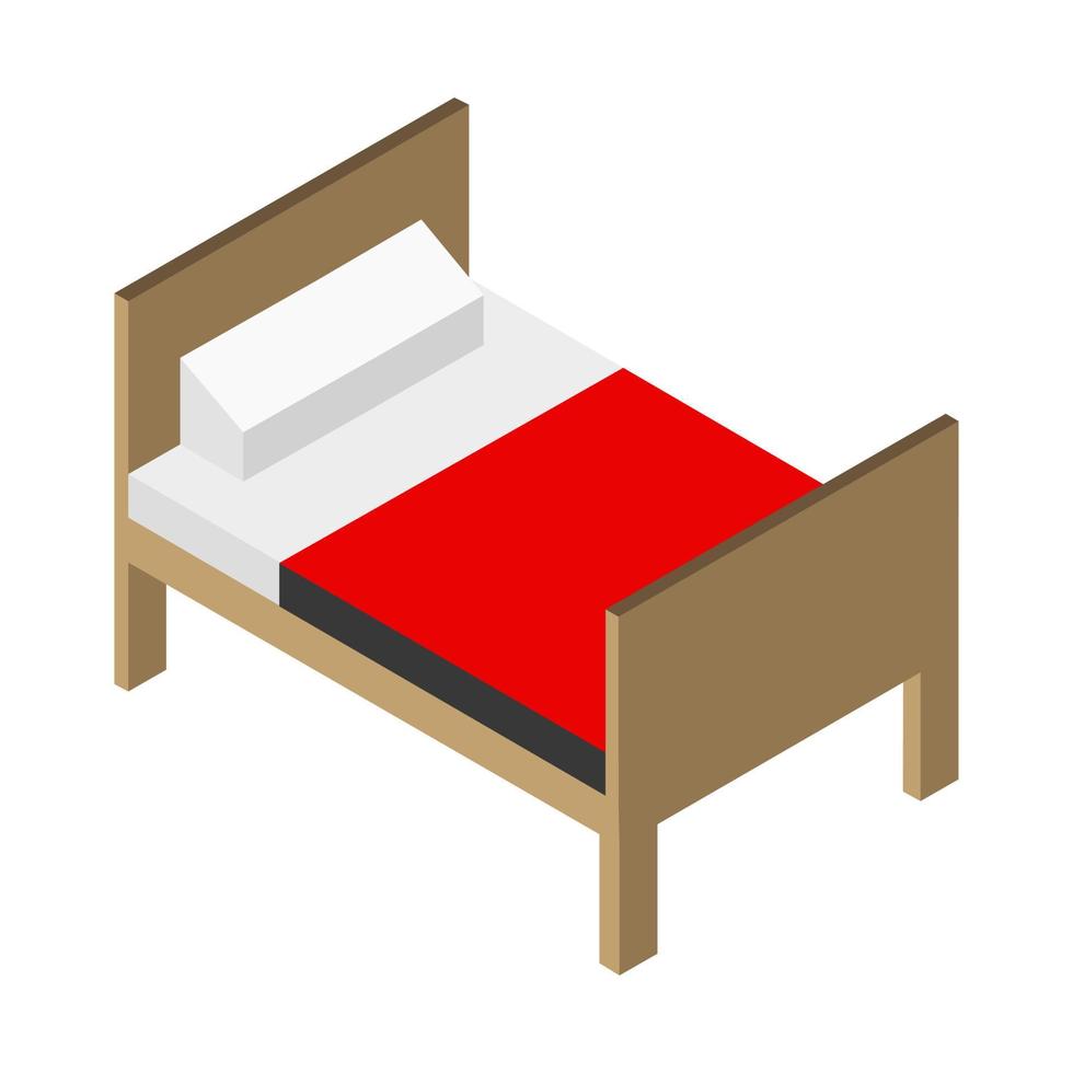 cama isométrica sobre un fondo blanco vector