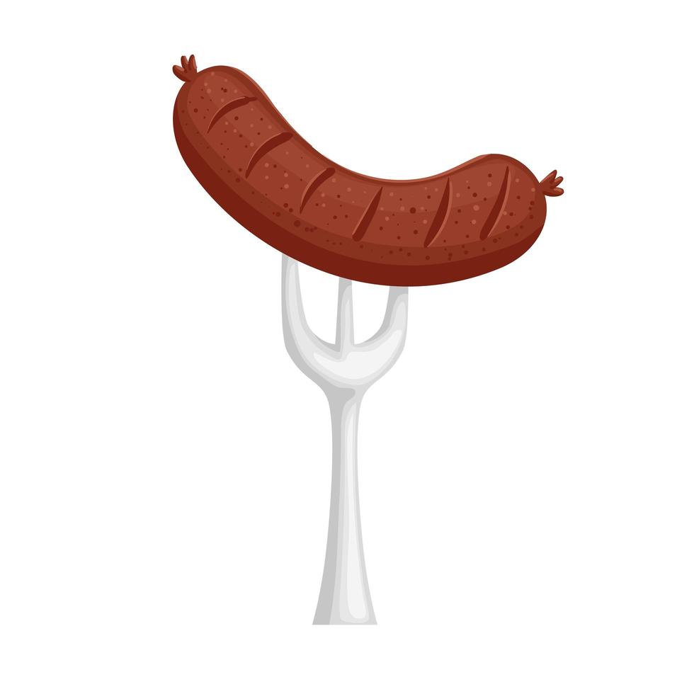 sausage in fork vector