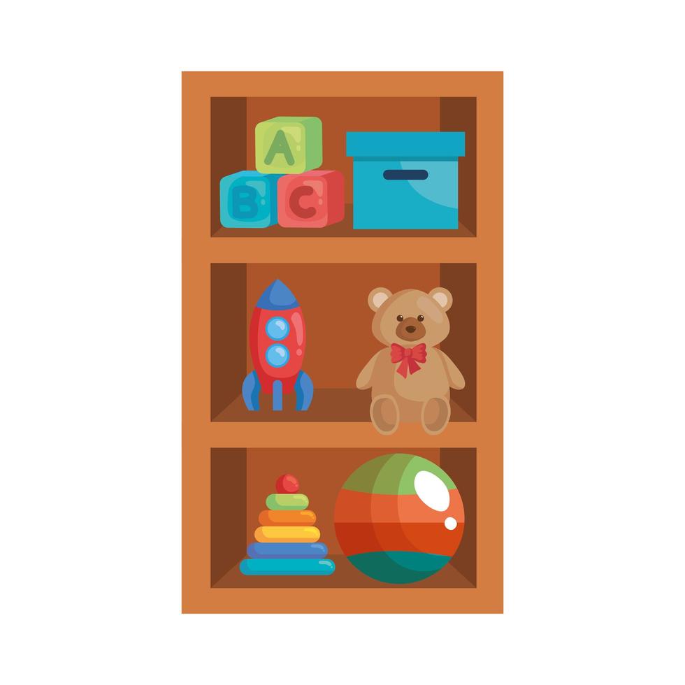 shelf with children toys vector