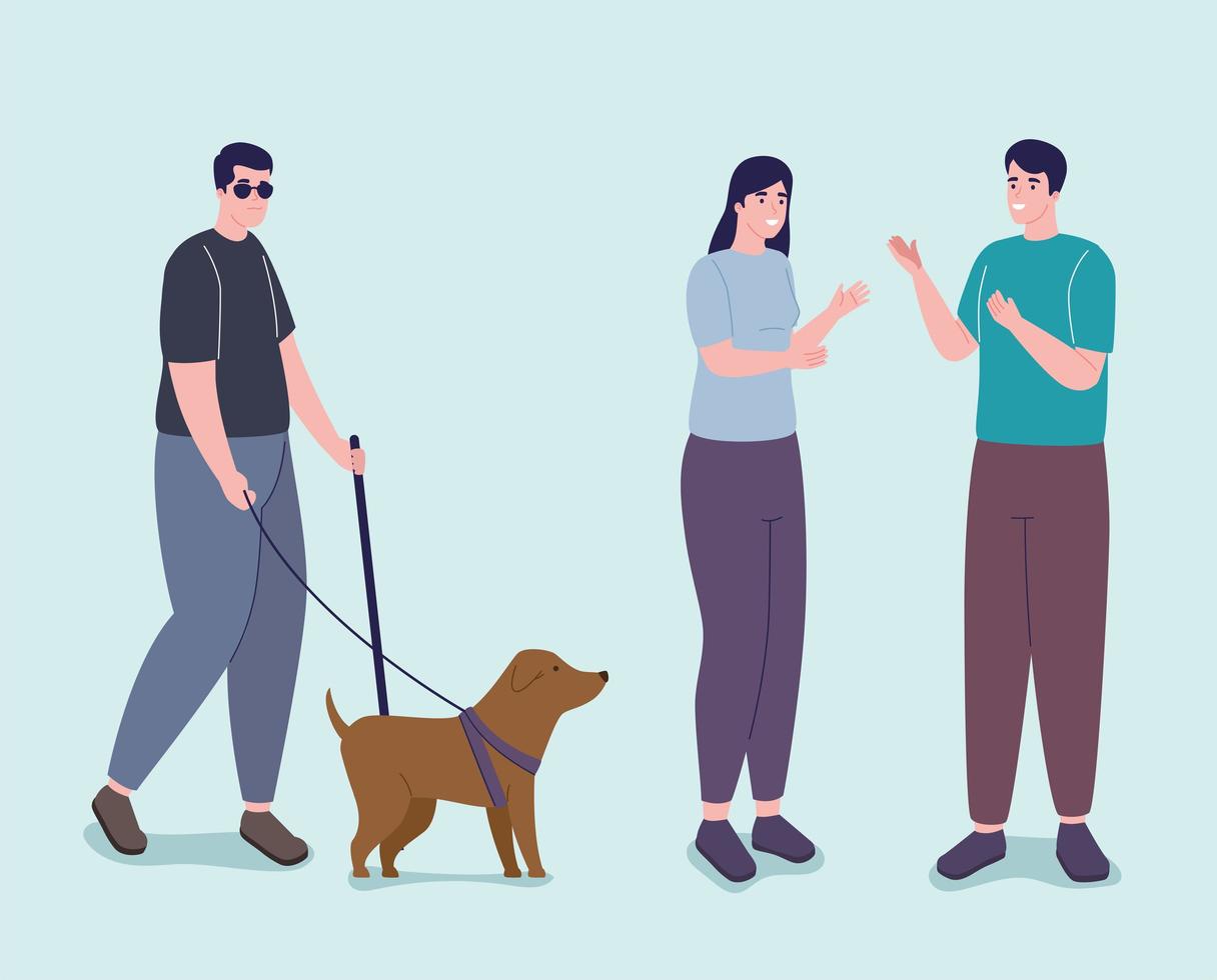three disabled persons characters vector
