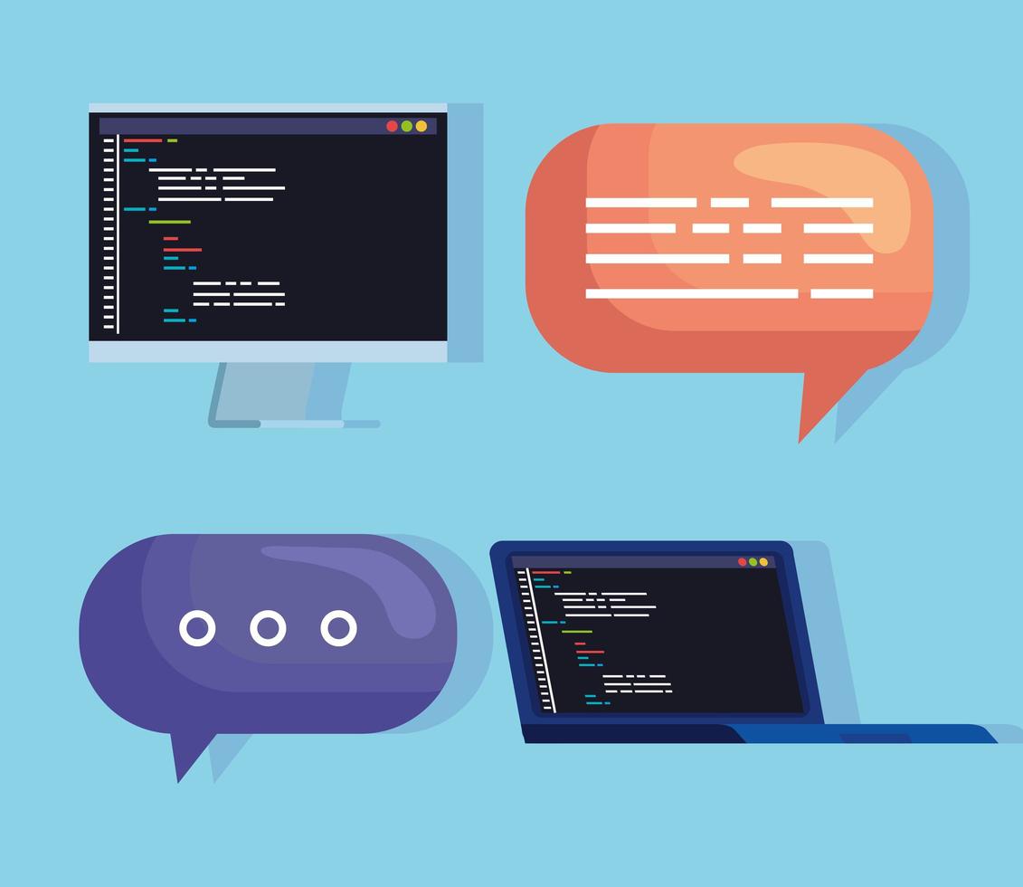 development programming icons vector