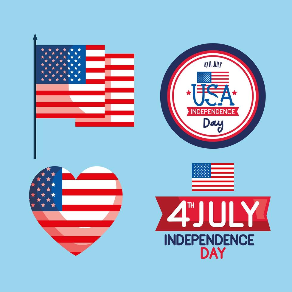 Independence day icon set vector